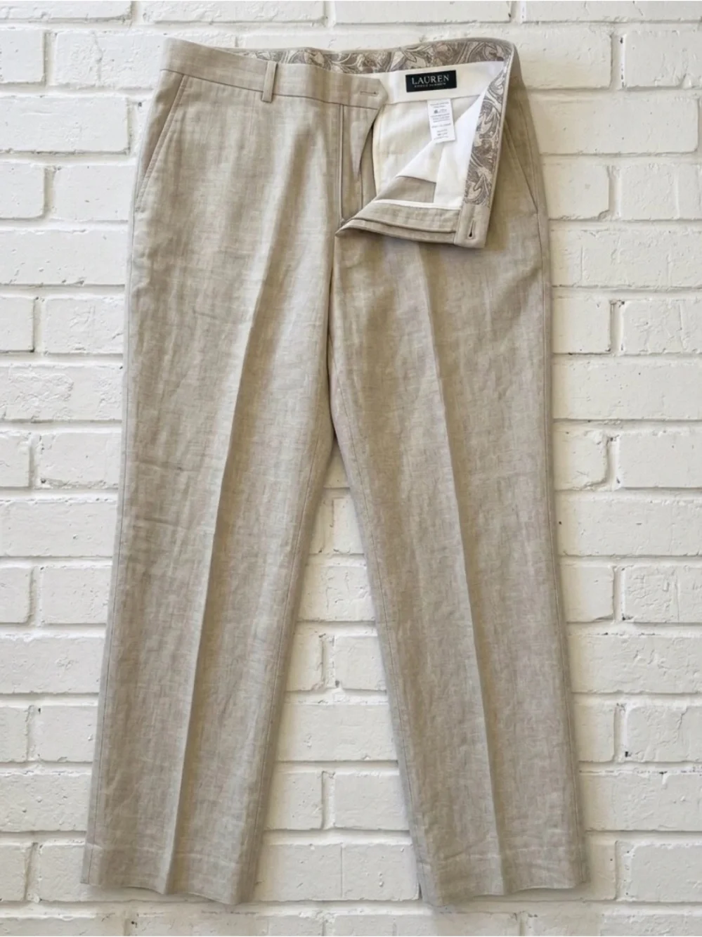 Lauren Ralph Lauren Beige Linen Dress Pants